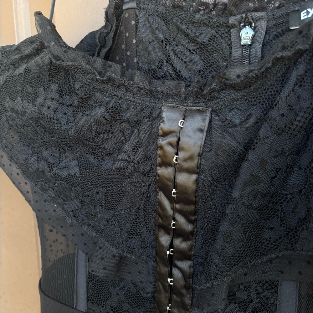 Express Black Lace Ruffle Jumpsuit - Picture 3 of 6